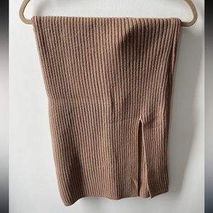 Brown mid ribbed skirt